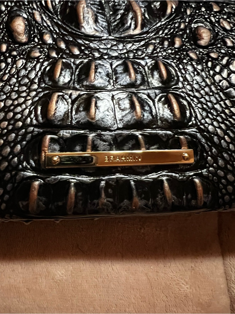 Authentic Brahmin NWT dark blue Croc-Embossed Wristlet Clutch - Picture 3 of 8